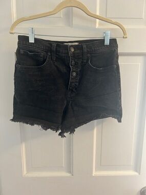 Madewell Black High-Rise Button-Fly Denim Cutoff Shorts